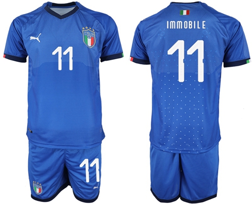 Italy #11 Immobile Home Soccer Country Jersey